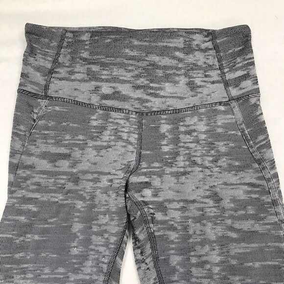 LULULEMON Fast Free Tight Pants Women 6 Black Camo Stretch Legging Athleisure - Picture 4 of 16